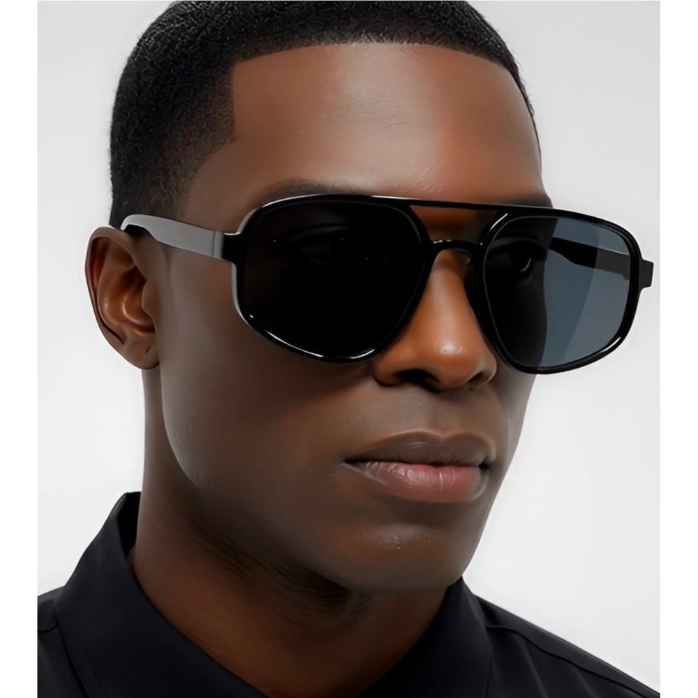Bold Sunglasses Men Hip Hop Eyewear Dark Black Lens‎ Cholo Outfit Design Classy